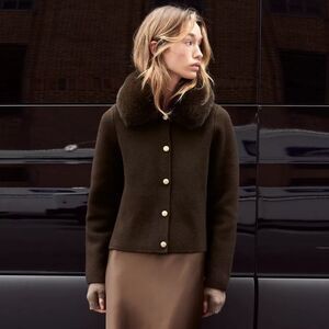 ZARA CARDIGAN WITH FUR COLLAR